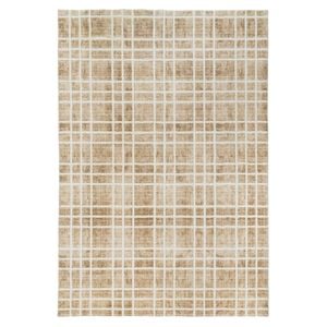 Loopsie-290cm X 200cm-oodi Brown And Ivory Plaid Washable Rug