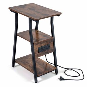 Costway 3-Tier Side End Table Bedside Charging Station Industrial