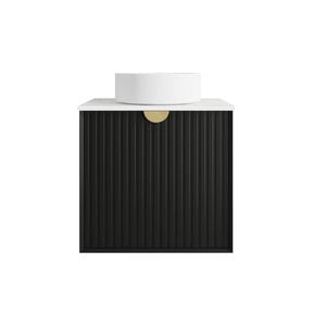 Attica Mellini 600mm Matte Black Vanity With Pure White Stone Top 