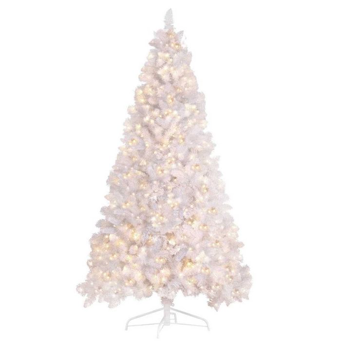 P&P White 7FT Christmas Tree Pre-Lit LED PVC Tips Sturdy Metal Stand