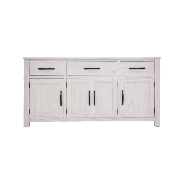 Foxglove Buffet Table 158cm 4 Door 3 Drawer Solid Mt Ash Timber Wood - White