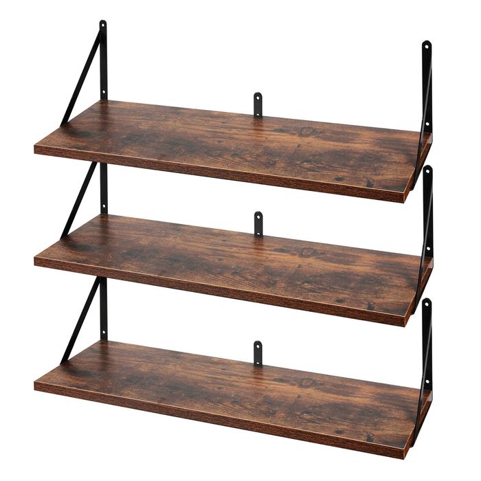 Levede Floating Wall Shelf 60Cm Rustic Brown Bathroom Kitchen Display Shelf