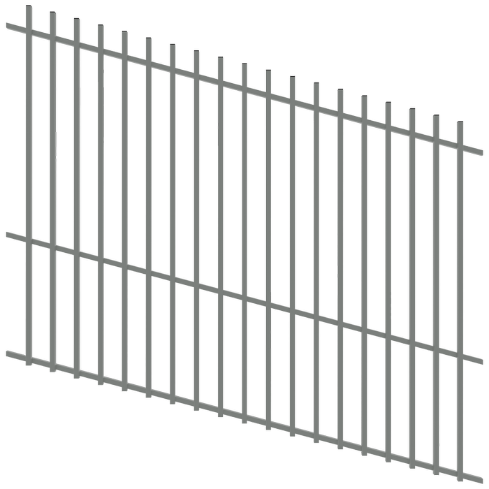 ProtectorAl 1201 - 2400 x 1800mm Palladium Silver Raked 16-30º Batten Pool Fence Panel