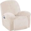 Smarcute Velvet Recliner Chair Cover 1 Piece Stretch Plush Sofa Slipcover Ivory