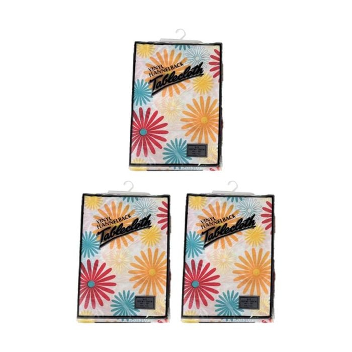 3PK Braz Vinyl Flannelback Floral Print Tablecloth 152x228cm Assorted