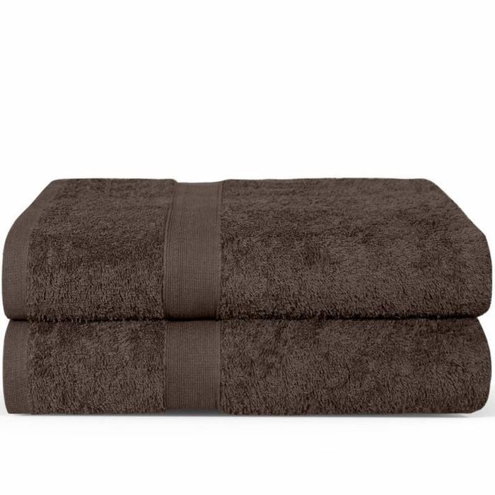 LINENOVA 2x Large Bath Sheets Cotton 550GSM Towels 90x180 cm - Chocolate Brown
