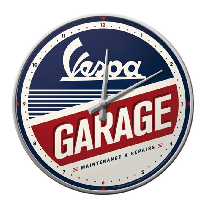 Nostalgic Art 30cm Hang/Wall Clock Analogue Metal Vespa Garage Home Decor