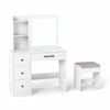 Costway Dressing Table Set Led Makeup Vanity Desk & Chair Storage Cabinet