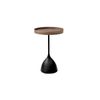 Seek and Ramble Harrison Round 40cm Side Table Walnut Tray Top & Metal Pedestal Black Base