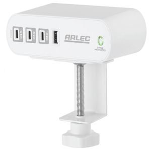 Arlec White 2 Outlet PD20W USB C Powerboard With Desktop Clamp