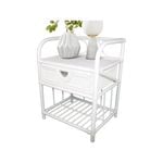 Breeze Suzane Natural Rattan One Drawer Bedside Table Solid White