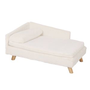 BingoPaw L Shape Dog Sofa Bed Rubber Wood Legs with Cushion Mat Pillow Cat Chaise Stool 70x40x39cm