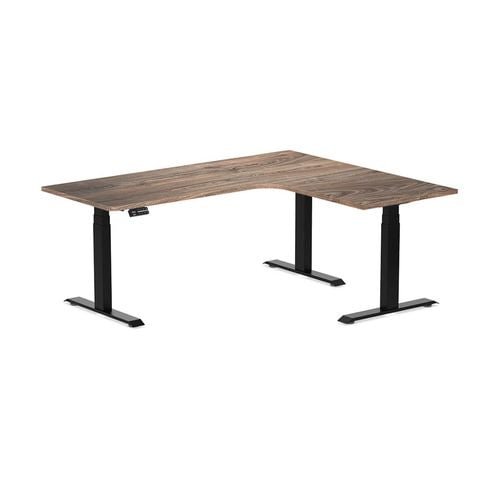 Desky LShape Sit to Stand Natural Walnut Melamine Desk 1800x1500mm