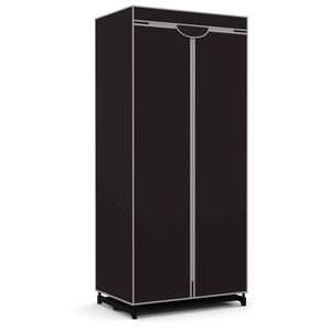Costway Wardrobe Organizer Folding Fabric Cabinet Zippered-Brown