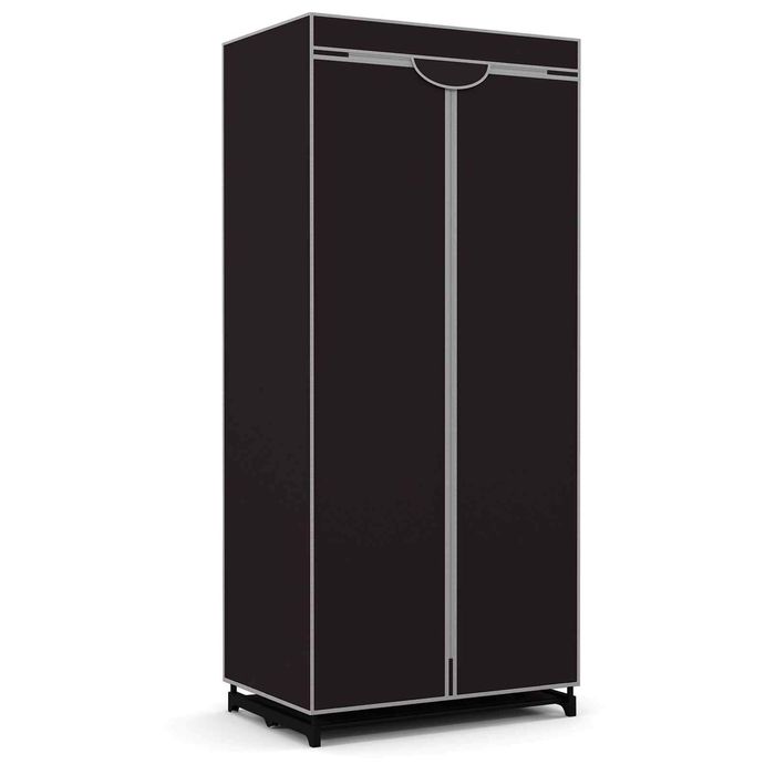 Costway Wardrobe Organizer Folding Fabric Cabinet Zippered-Brown