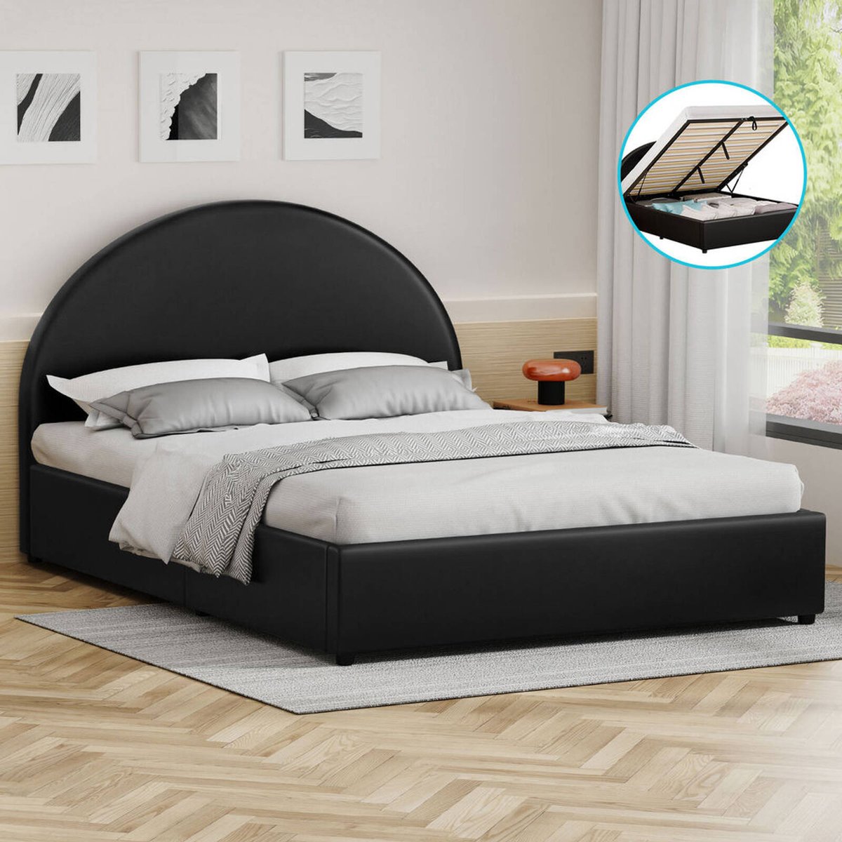 ALFORDSON Bed Frame Gas Lift Base Double