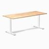 Desky Fixed Height Natural Timber Rubberwood Desk 180x75cm White Leg
