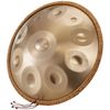 P&P Golden Handpan Drum, 22 in 10 Note D Minor Steel Drum with Mallets, Stand, Bag