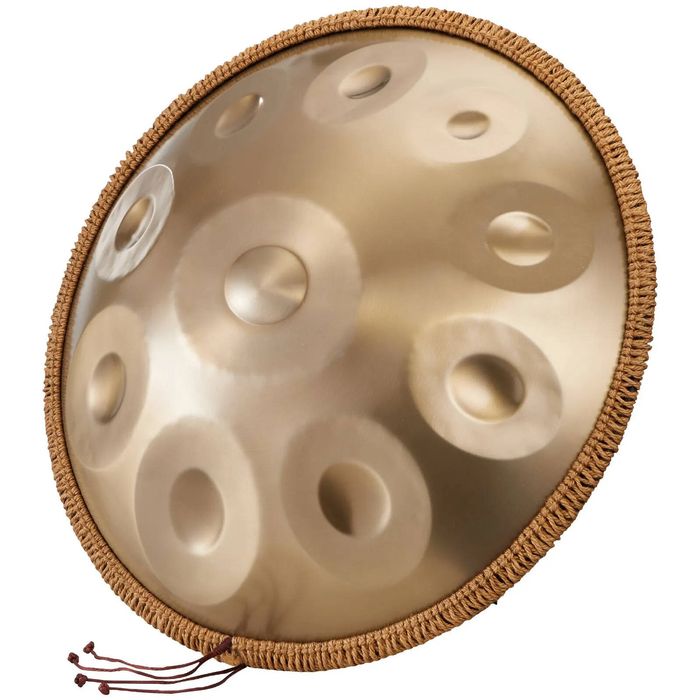 P&P Golden Handpan Drum, 22 in 10 Note D Minor Steel Drum with Mallets, Stand, Bag