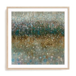 Artey | Abstract Rain - Framed Print - Oak - 100 x 100cm