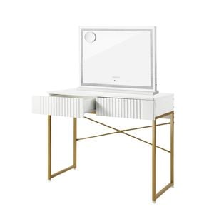 Oikiture Dressing Table Bluetooth Makeup Mirror 80x62cm Crystal Vanity Mirrors