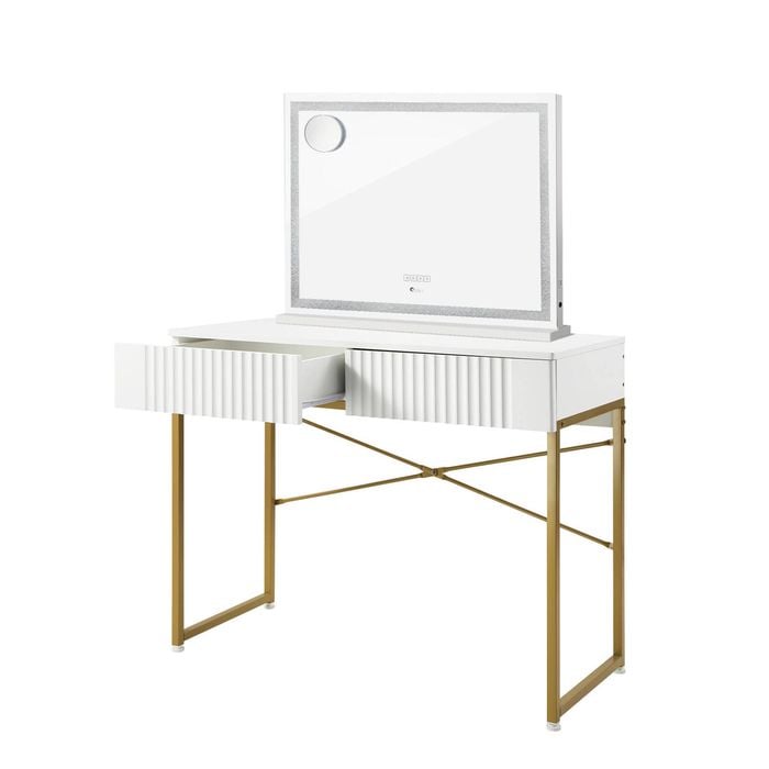 Oikiture Dressing Table Bluetooth Makeup Mirror 80x62cm Crystal Vanity Mirrors