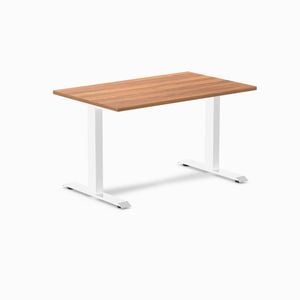 Desky Fixed Height Prime Oak Melamine Desk 120x75cm White Leg