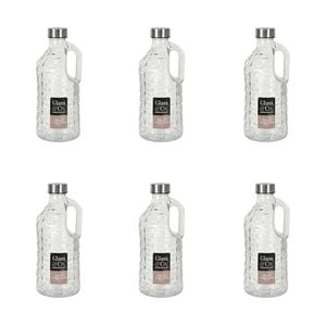 6PK Glass & Co Elle Water Dispenser Pitcher Jug w/ Lid 1L Silver/Clear