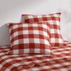 Dreamaker Remy Washed Cotton Yarn Dyed Check Euro Pillowcase Rust Twin Pack