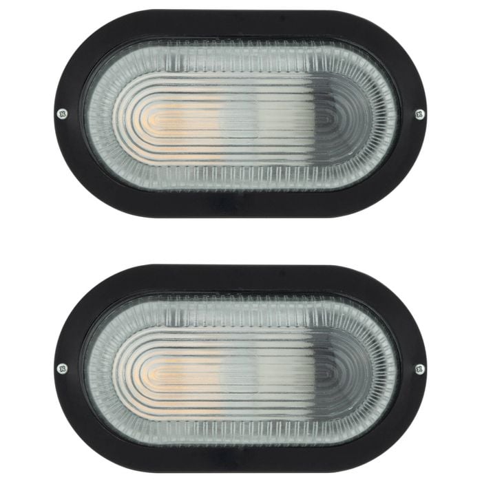 Arlec Black E27 Oval Bunker Light Bulkhead - 2 Pack
