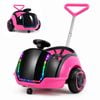 Ufurniture 3-in-1 Kids Electric Push Ride On Car w/Music Player Toddler Car w/5-Point Safety Belt and LED Light Pink