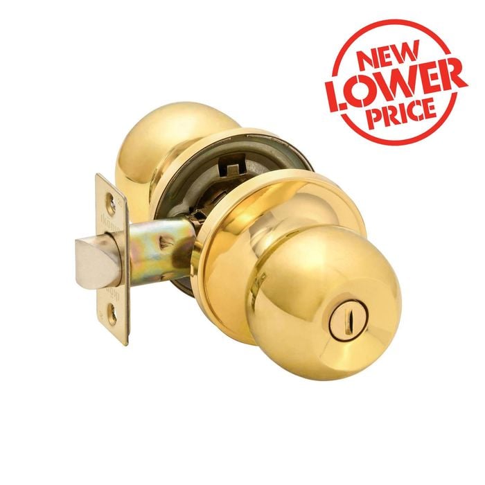 Ikonic Polished Brass Ruby Privacy Knob Set