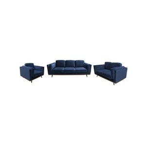 3+2+1 Seater Blue Colour Fabric Sofa Set