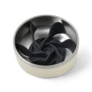 Charlie's Duro Double Wall Stainless Steel Dog Bowl With Removable Slow Feeder Attachment Cream Large 1.89l