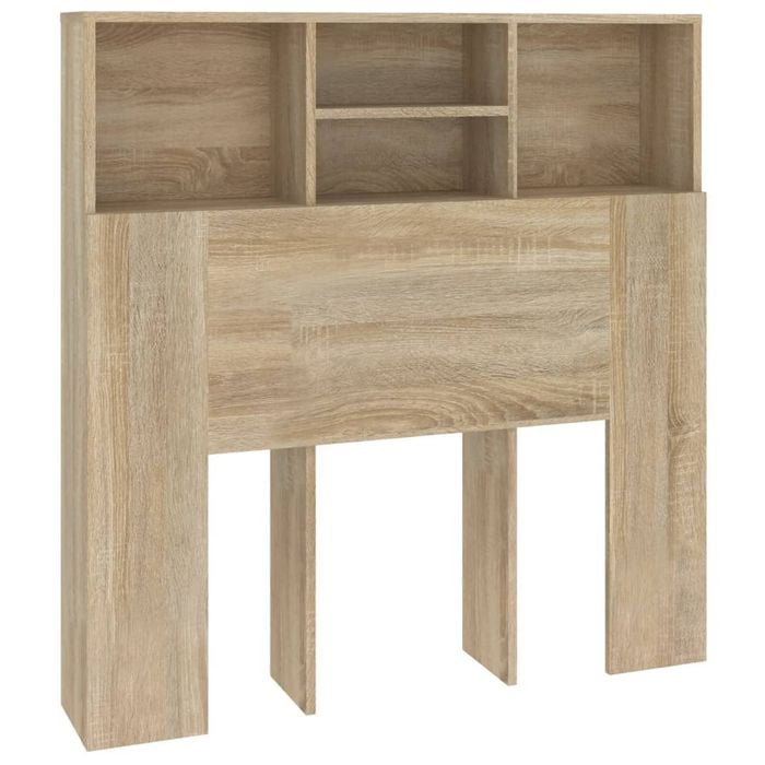 vidaXL Headboard Cabinet Home Organiser Wall Bookcase Shelf Sonoma Oak 100 cm Single