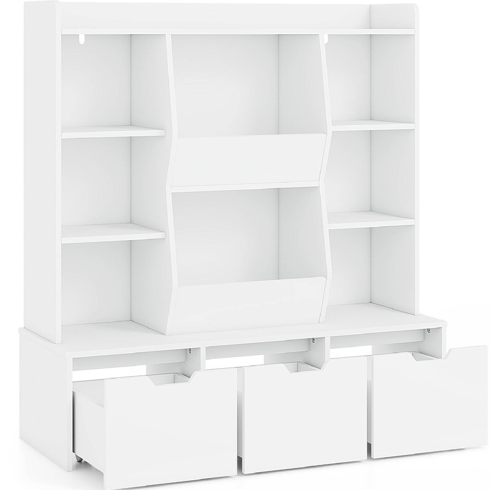 Costway Kids Bookcase Toy Storage Cabinet White