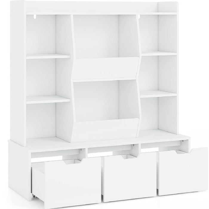 Costway Kids Bookcase Toy Storage Cabinet White