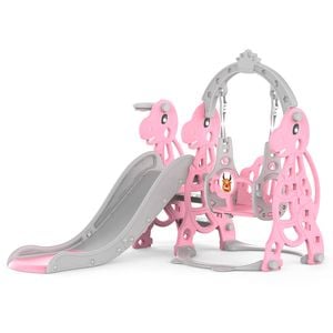 Ufurniture Kids Slide and Swing Set 4 in-1 Pink