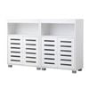 Oikiture 2x Buffet Sideboard Shoe Storage Cabinet Slatted Doors White