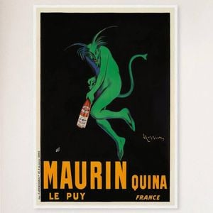 Galrie Maurin Quina Le Puy Vintage Advertising Poster by Leonetto Cappiello Wall Art, White Frame, A3 30 x 42cm (12 x 16inch)