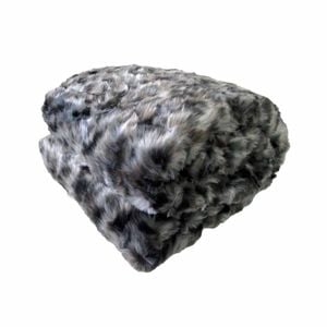Luxury Faux Fur Animal Throw Rug 127 x 152 cm Grey Pallas Cat