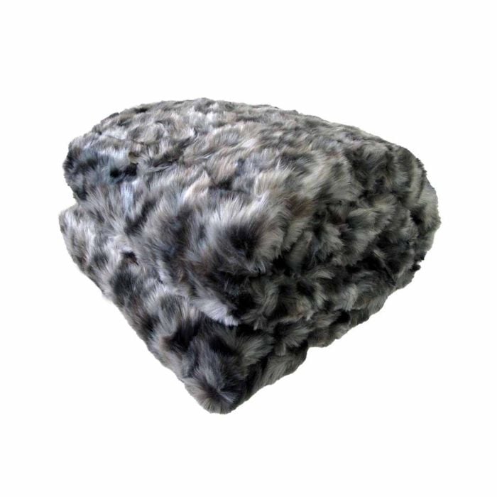 Luxury Faux Fur Animal Throw Rug 127 x 152 cm Grey Pallas Cat