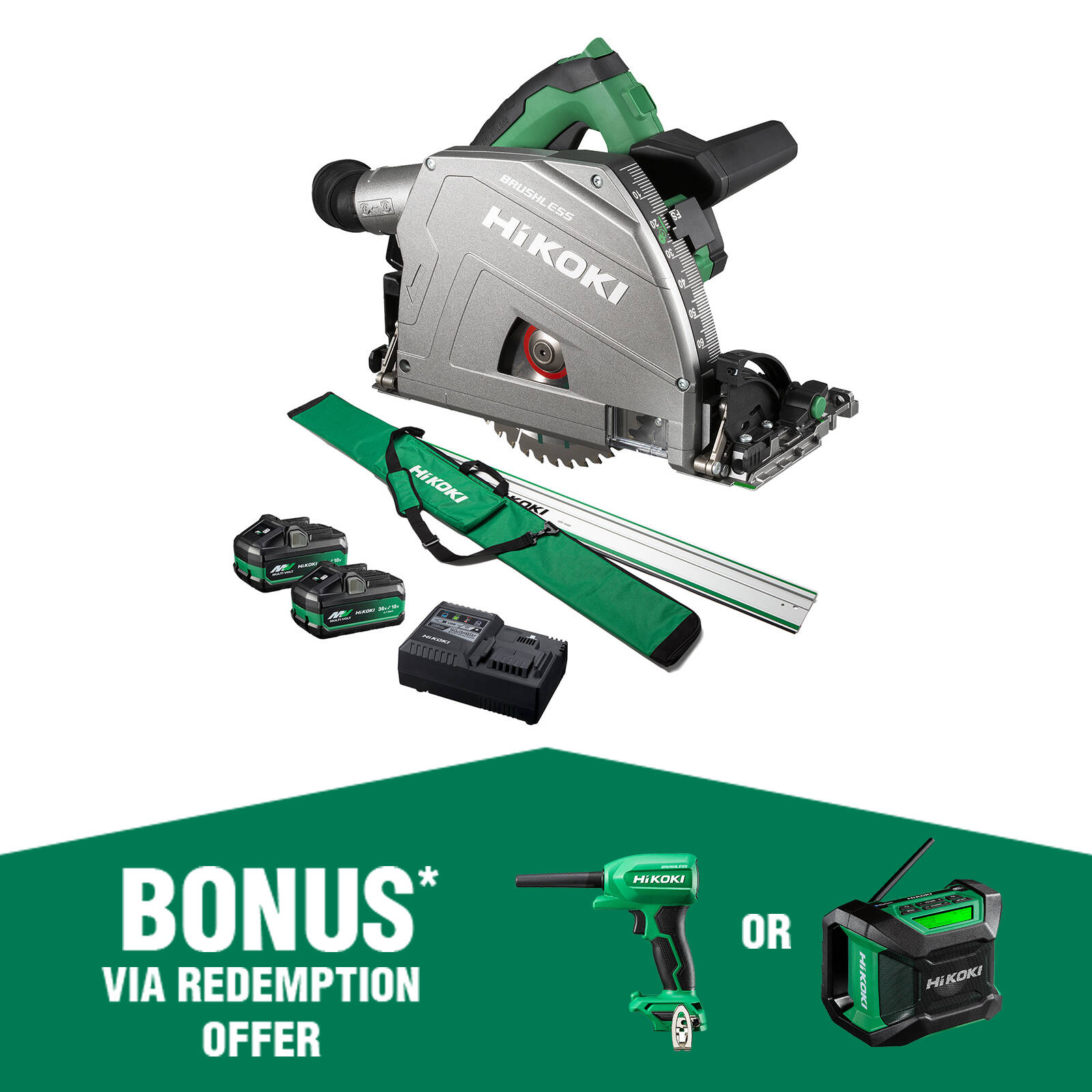 HIKOKI 36V Brushless 165mm Plunge Cut Saw Kit C3606DPA(HRZ