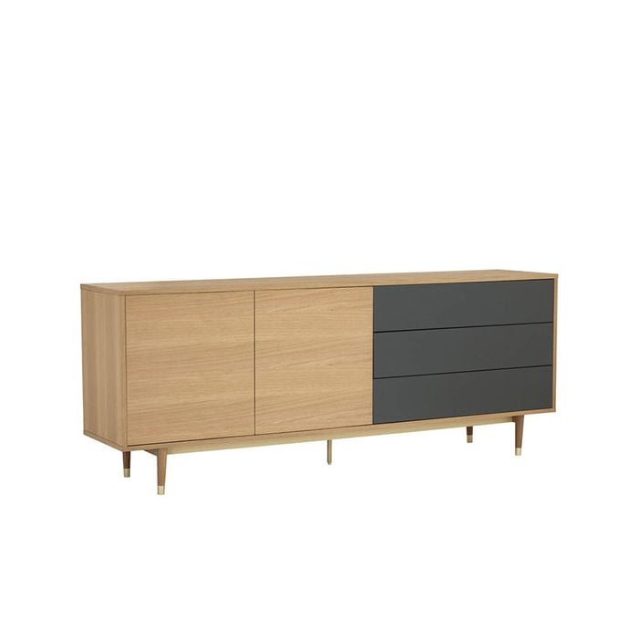HOUSTON 200cm Sideboard Buffet Modern Furniture - Oak & Grey