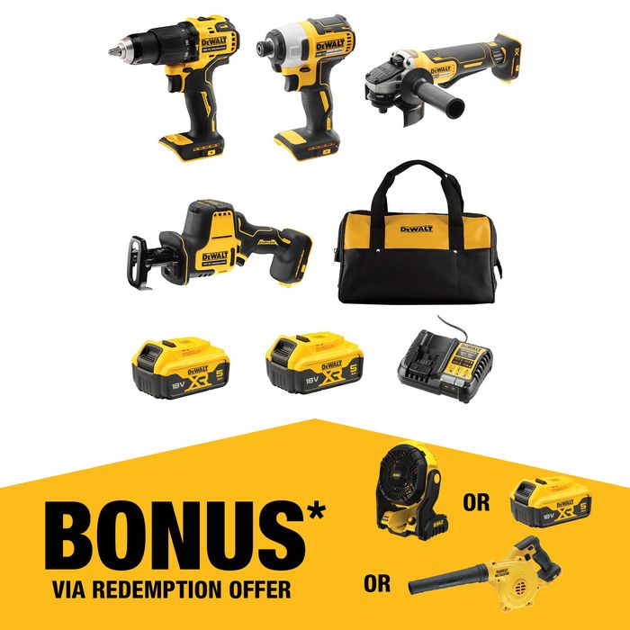 DeWALT 18V XR 5.0Ah 4 Piece Combo Kit DCZ409P2-XE