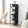 Homfurn 5 Tier Industrial Bookcase With Metal Frame And Backboard,narrow White Book Shelf,book Case For Small Spaces