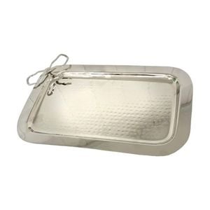 SS Collective Hammered Nickel Finish Rectangle Tray With Bow Small 38.5x23cm