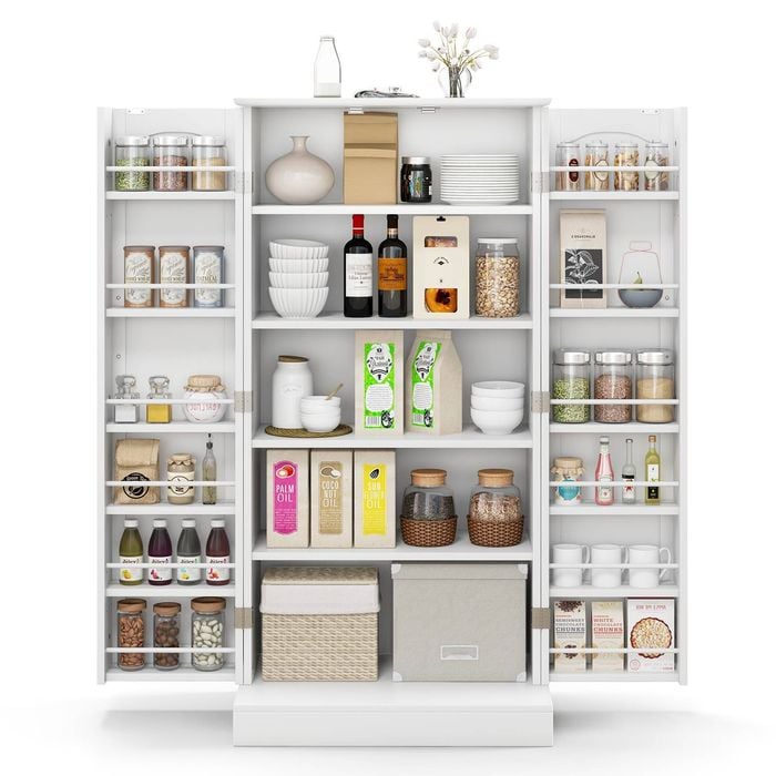 Costway 2 Doors Buffet Cabinet W/3 Storage Area 17 Shelf Sideboard