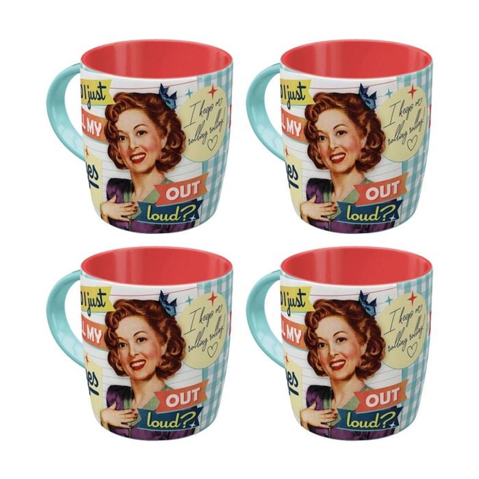 4x Nostalgic-art Ceramic Coffee Mug Did I Just Roll My Eyes Out Loud 330ml