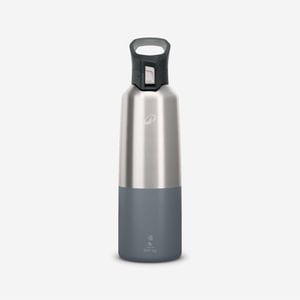 Decathlon - 1l Insulated Stainless Steel Flask 900 With Quick-release Cap For Hiking - Grey - One Size